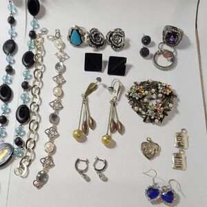 Silver Tone Costume Jewelry Lot